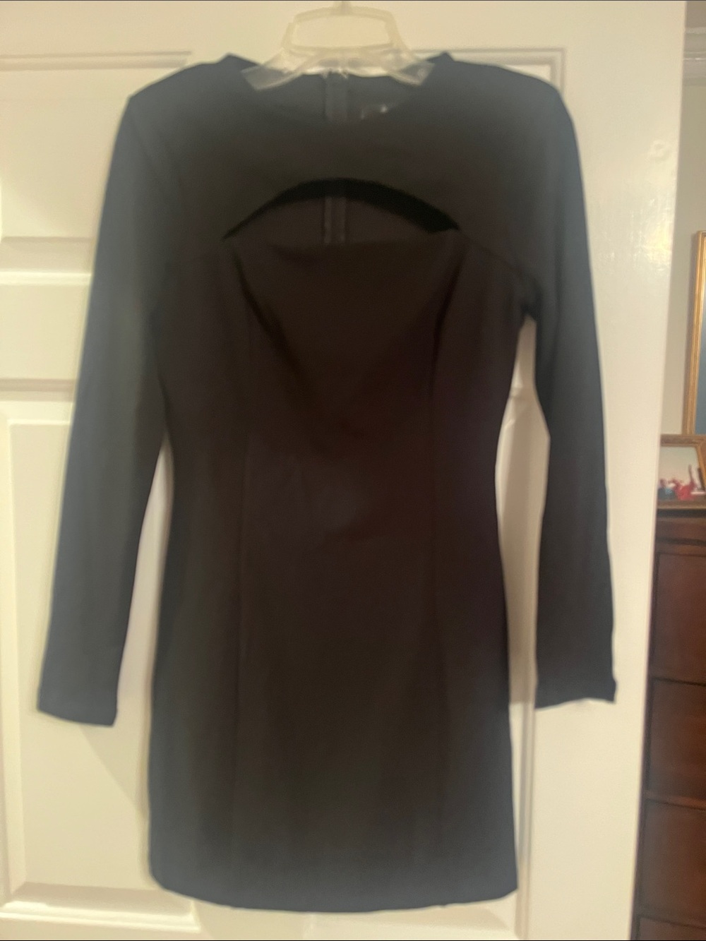 NWT Aqua peek a boo size S Black Long-Sleeve Cutout Mini Dress